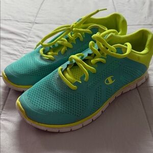 Champion Teal and Neon Yellow Women's Athletic Shoes